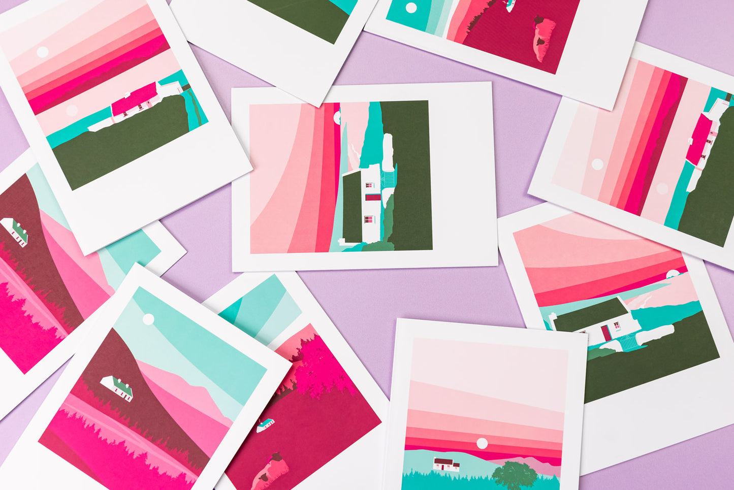 Illustrated Greeting Card Pack featuring houses in Irish landscapes - Abhaile Home- Pawpear