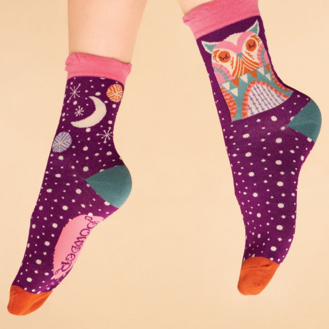 Owl by Moonlight Ankle Sock - Grape