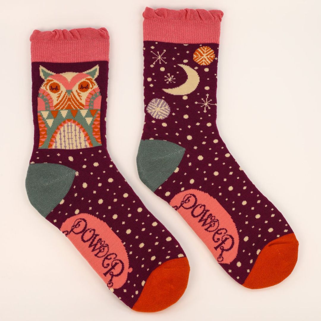 Owl by Moonlight Ankle Sock - Grape