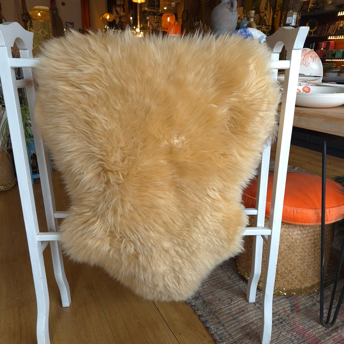 luxurious sheepskin rug in a barley colour