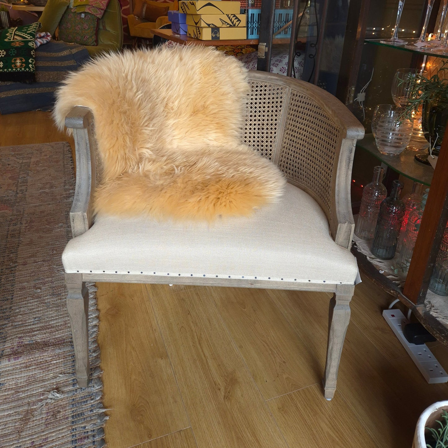 luxurious sheepskin rug in a barley colour