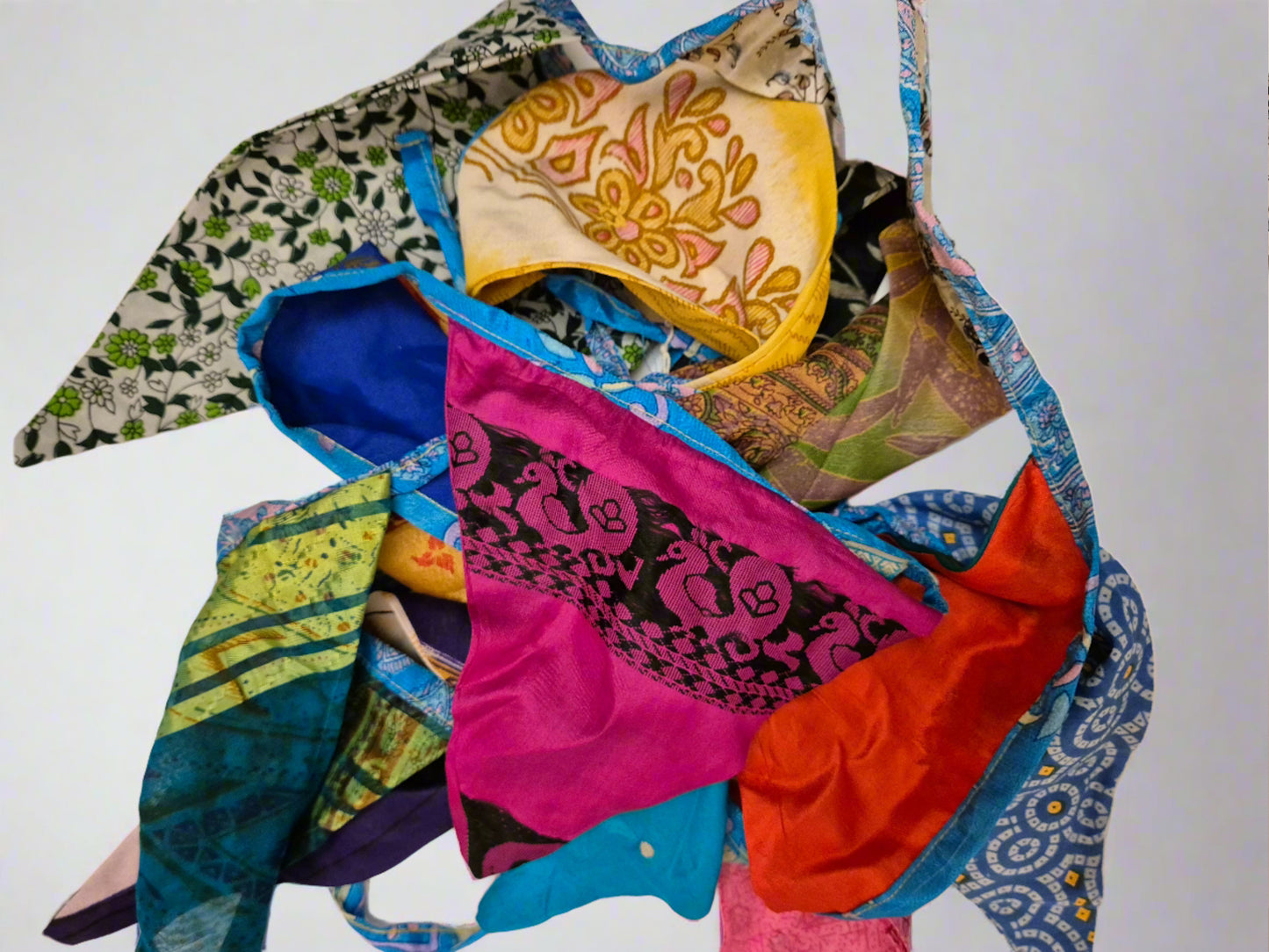 bunting made of upcycled saris