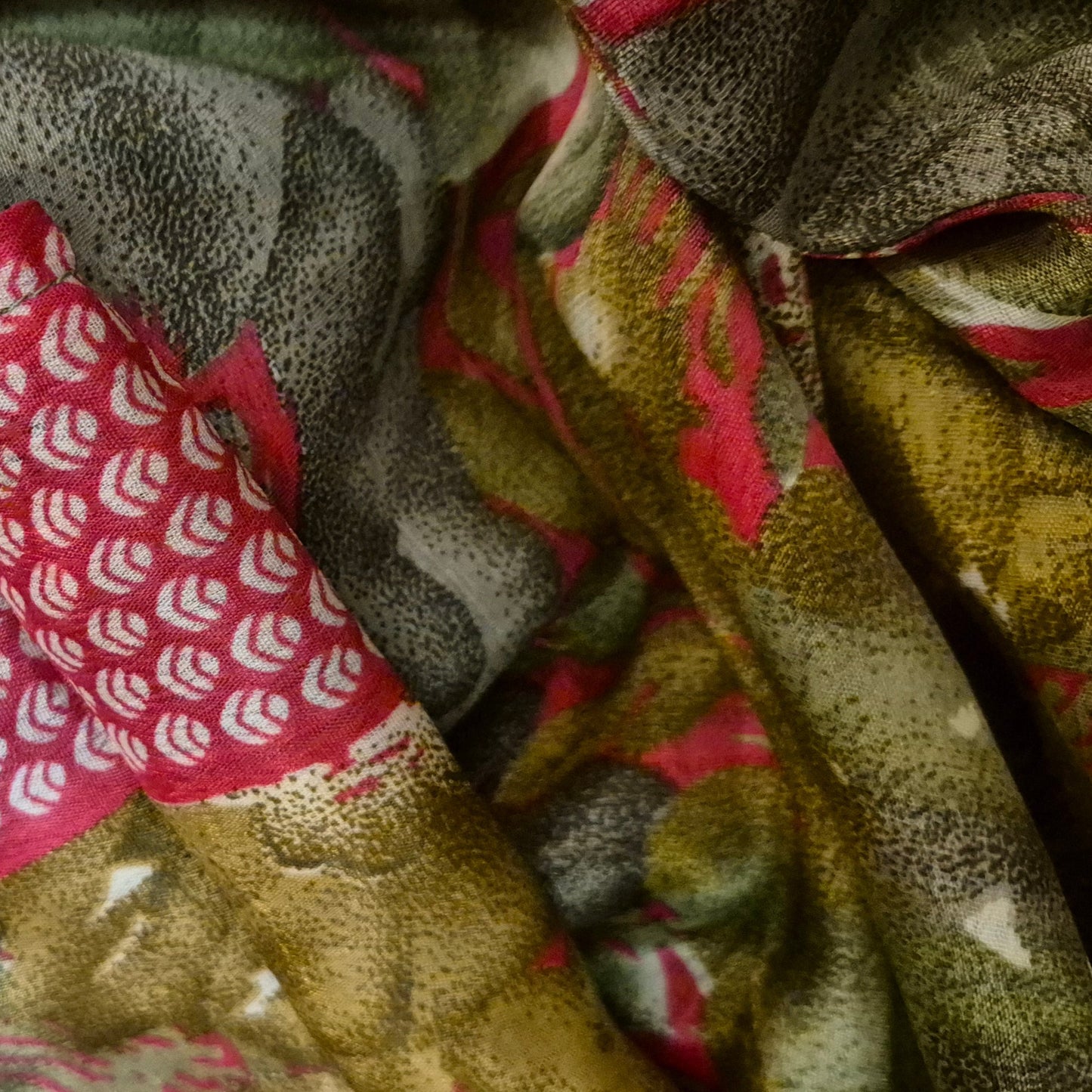Reversible, long, silk kimono. Each one completely unique and made from sustainable vintage silk saris