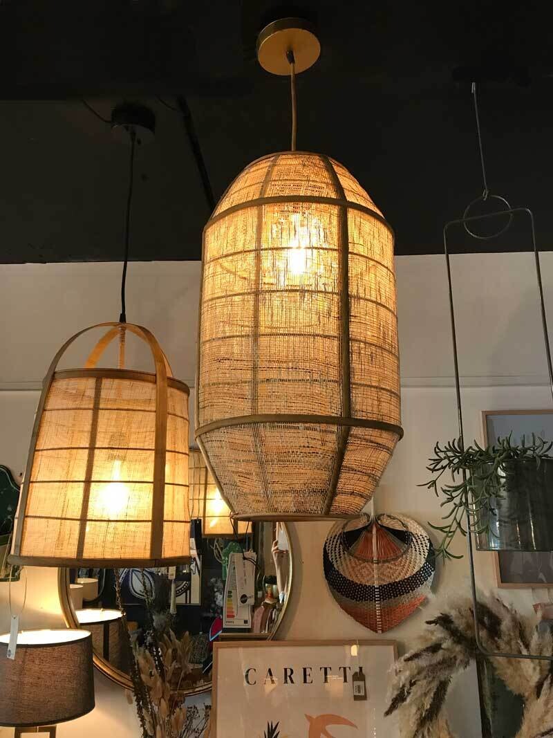 Bamboo Ceiling Lamp with linen Hex
