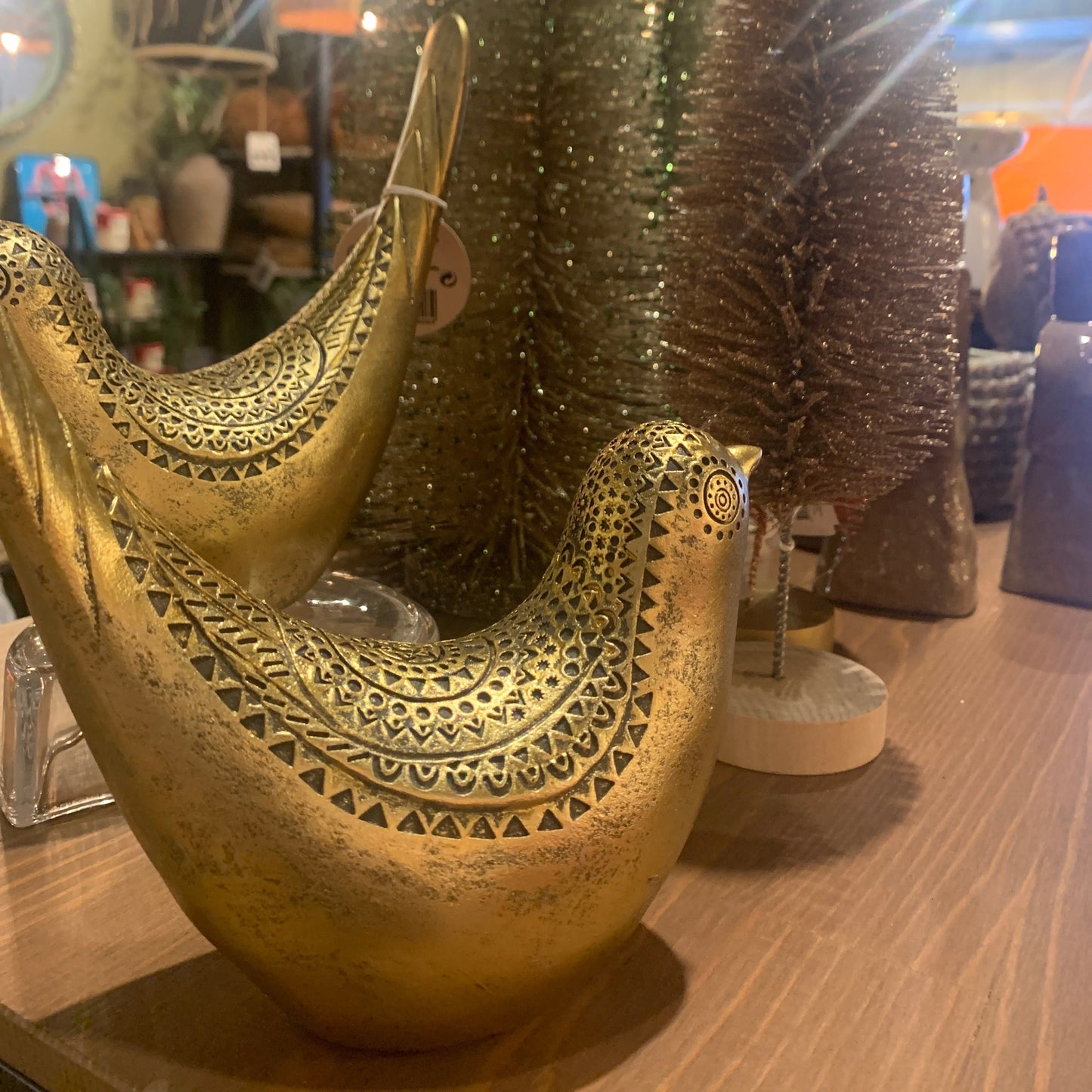 Oasis golden resin bird