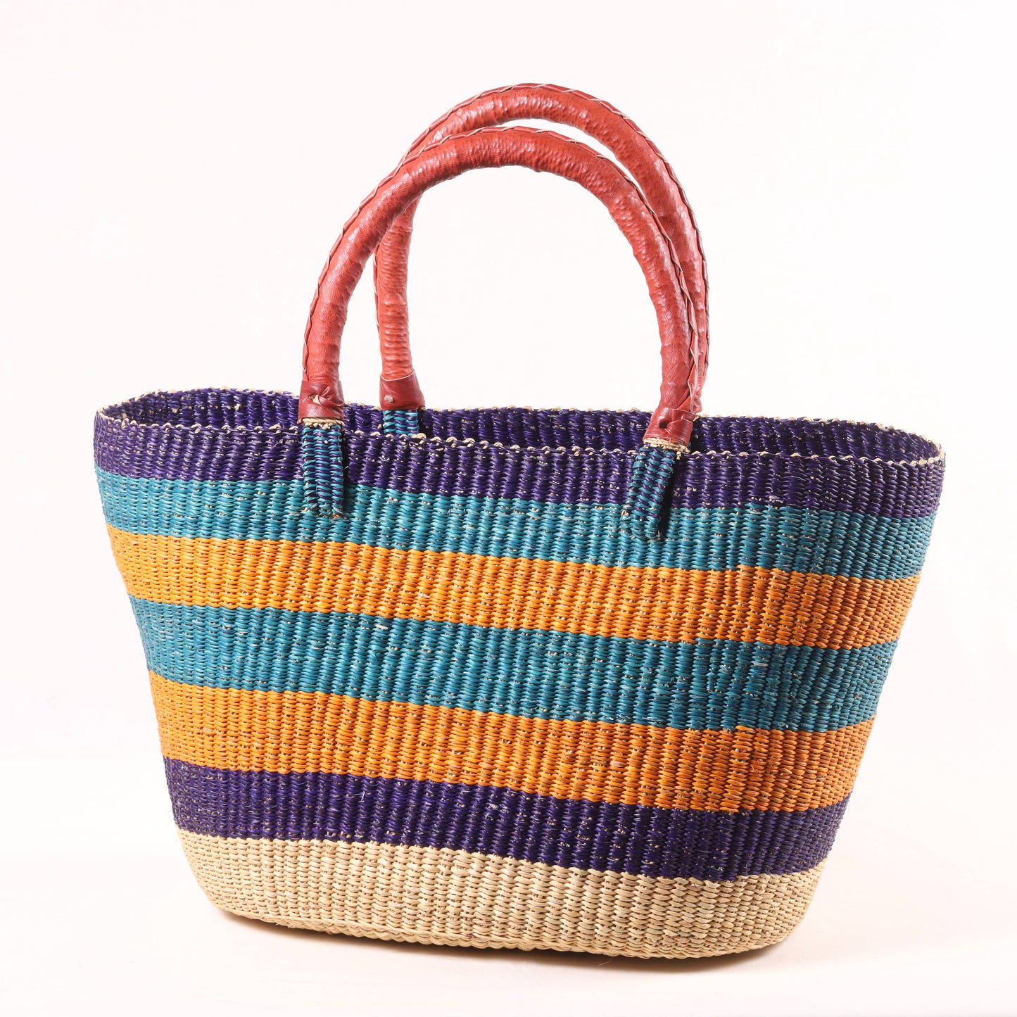 striped hand basket