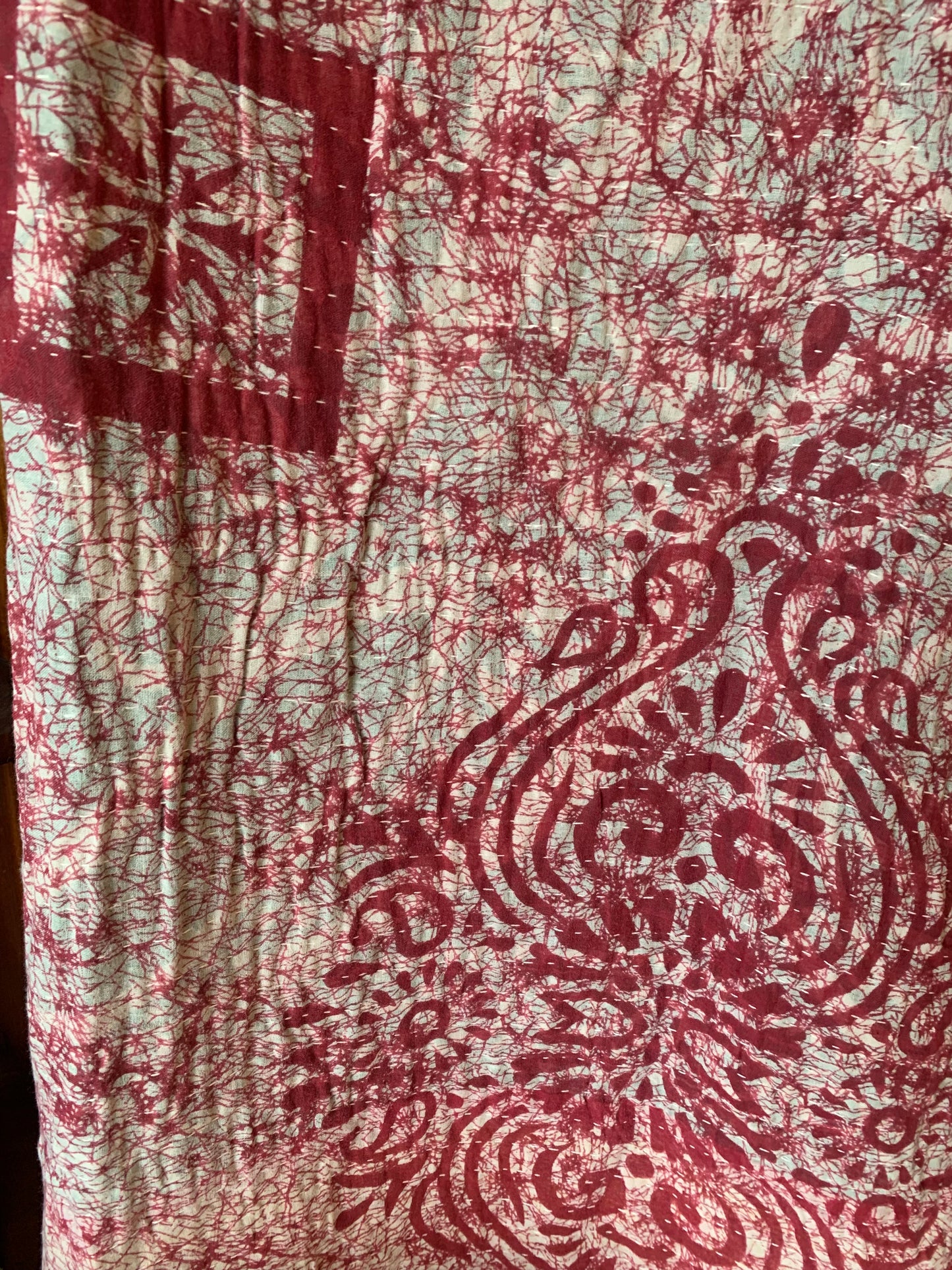 Kantha throw made from upcycled vintage saris model 22