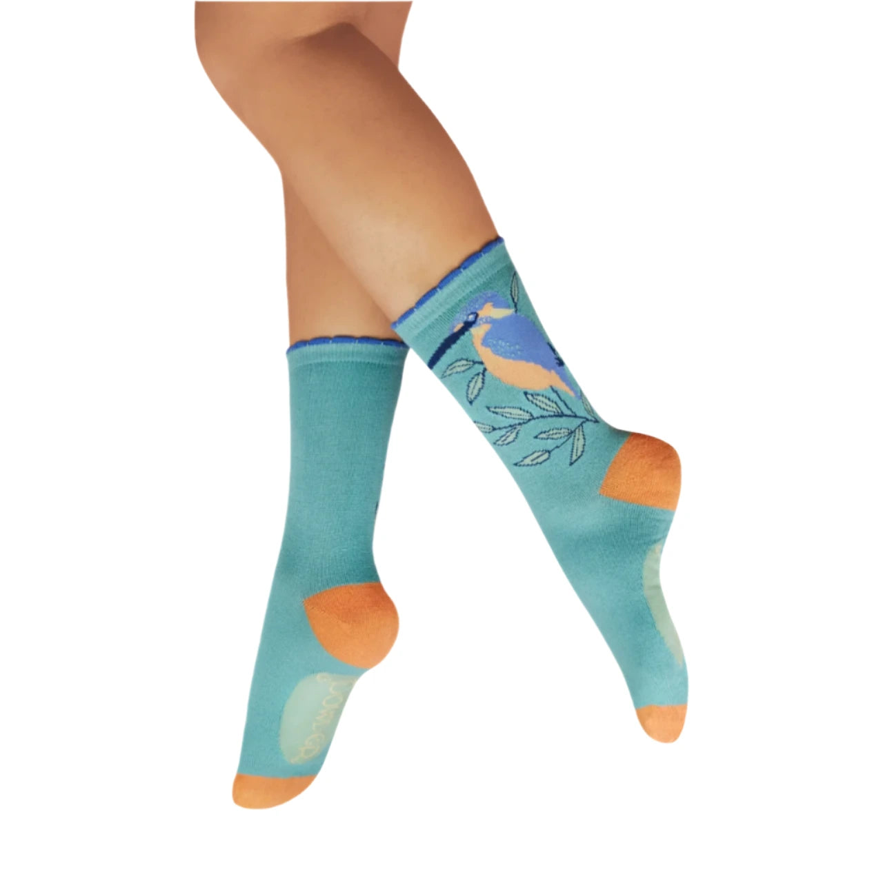 ladies ankle socks bamboo mix with kingfisher motif