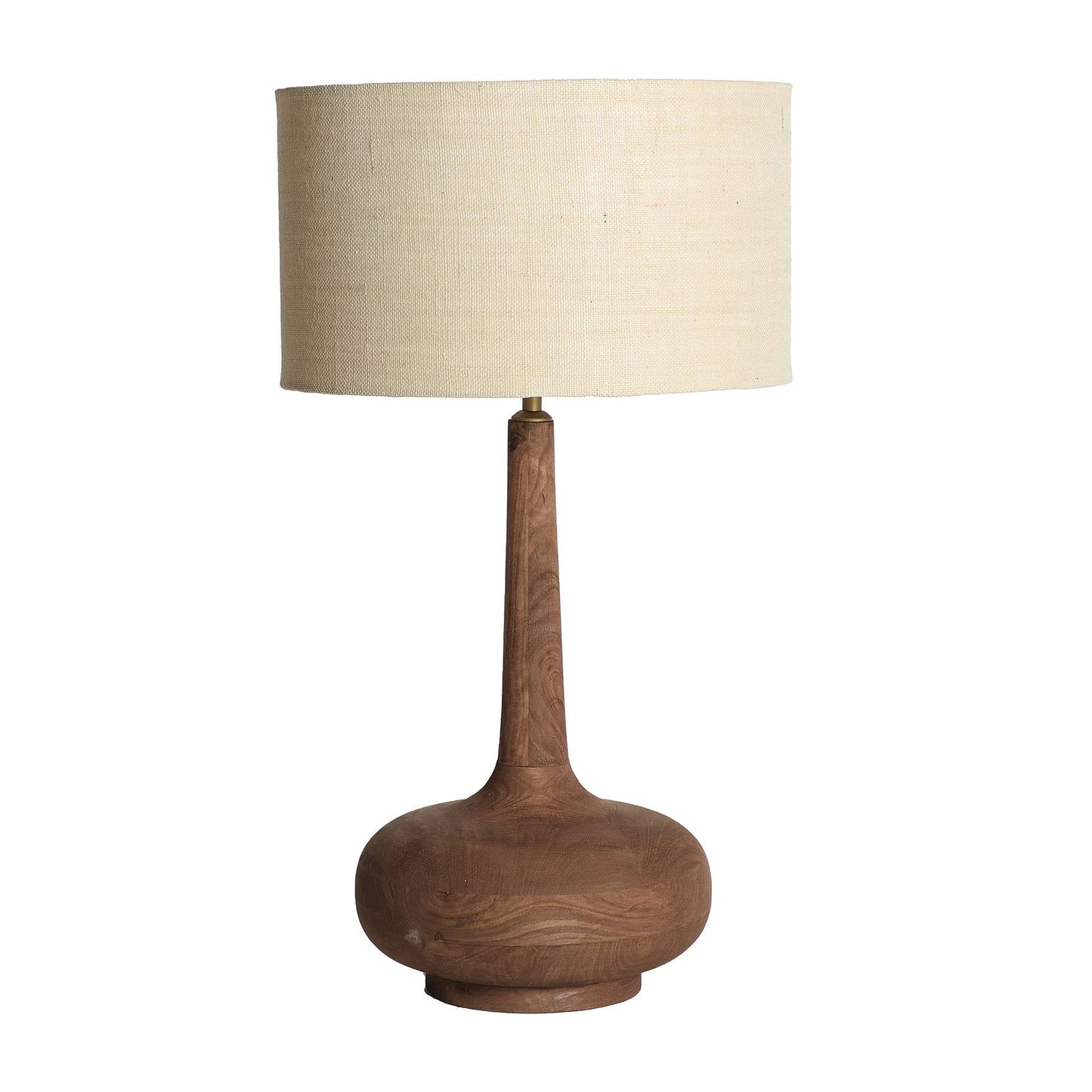 Mango wood table lamp, brown with cream shade