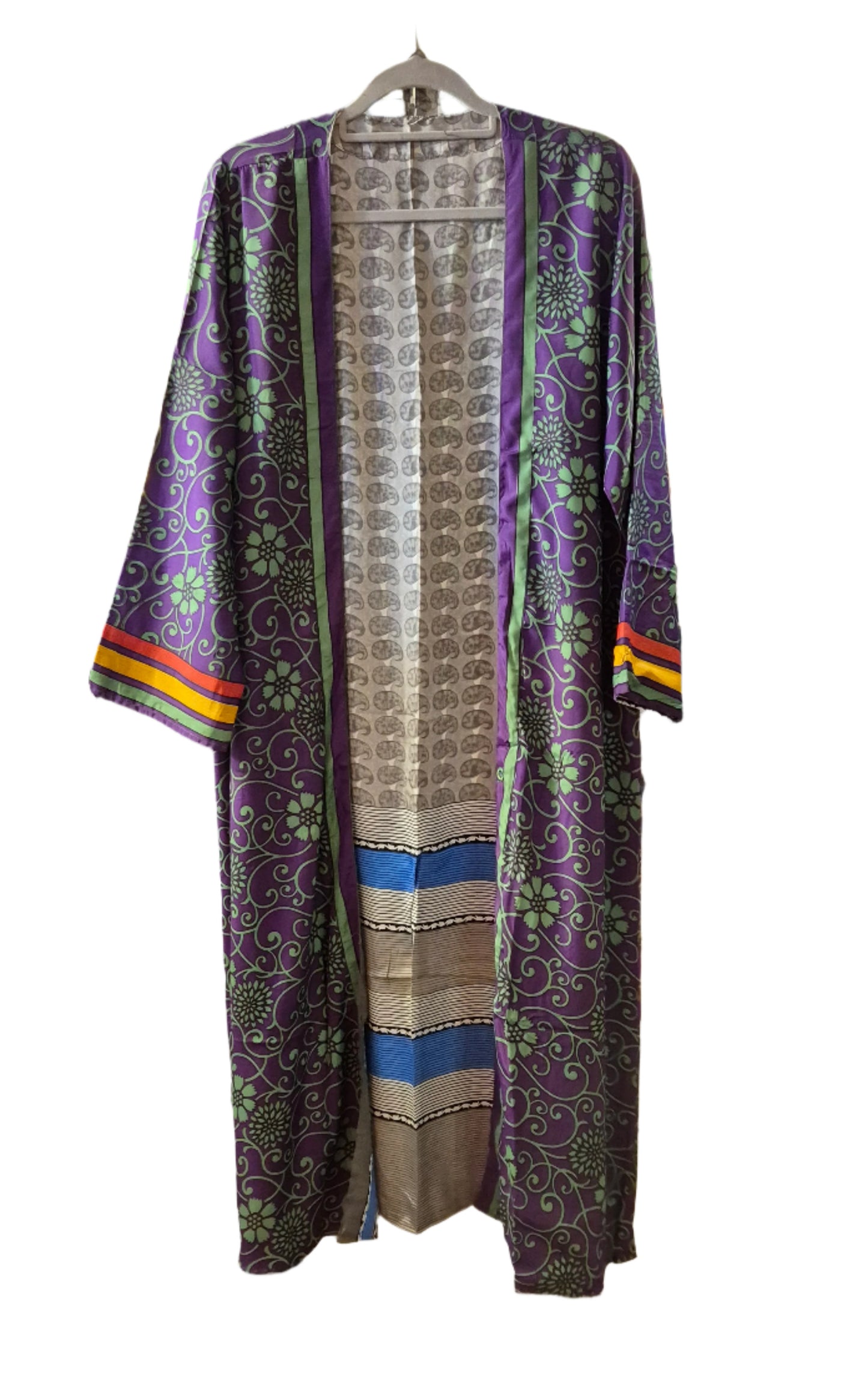 Reversible silk kimono. Each one is completely unique made from up-cycled silk saris