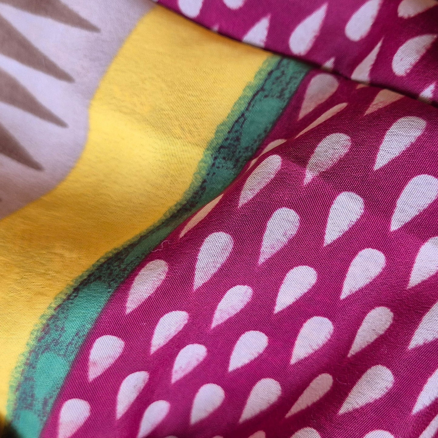 Reversible, long, silk kimono. Each one completely unique and made from sustainable vintage silk saris