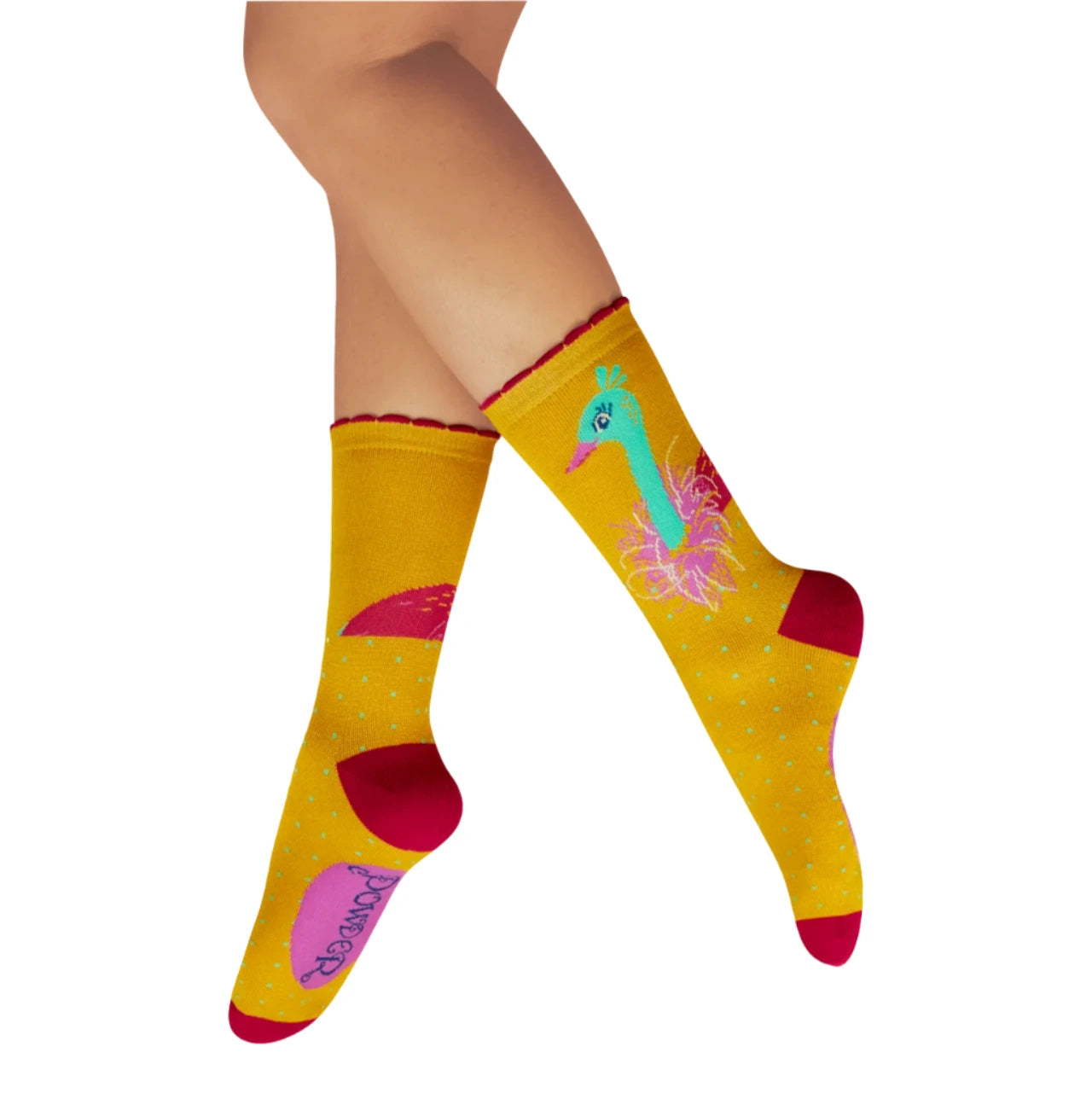 bamboo mix socks with emu motif mustard yellow background