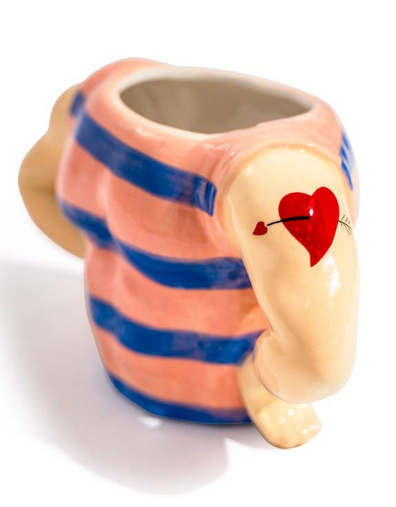 storage jar in shape of sailor body with tatoos of hear and anchor