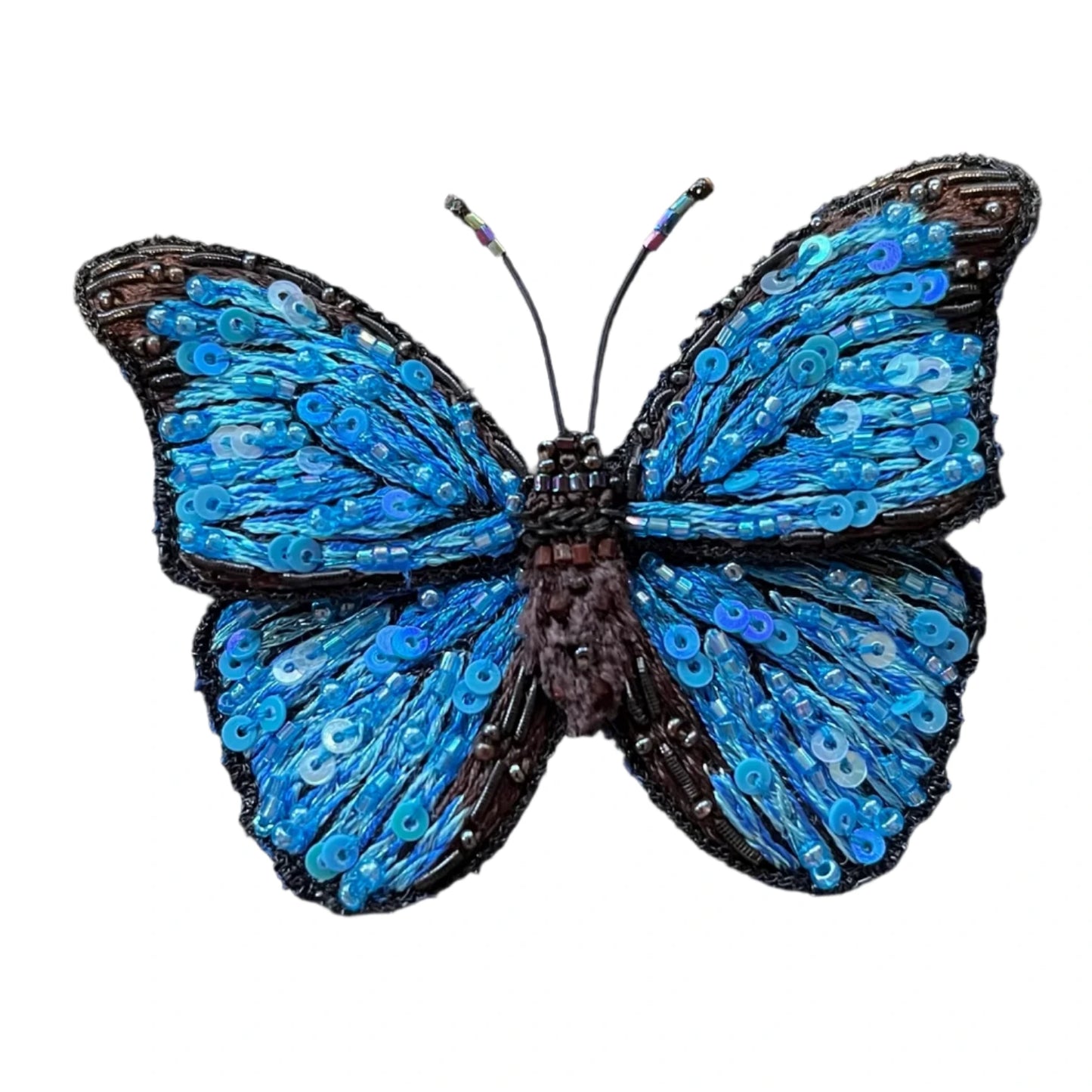 handmade butterfly brooch blue with sequins