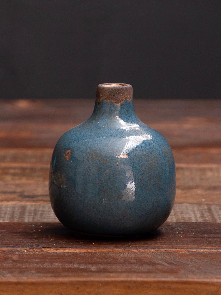 Small ceramic bud vase grey/blue