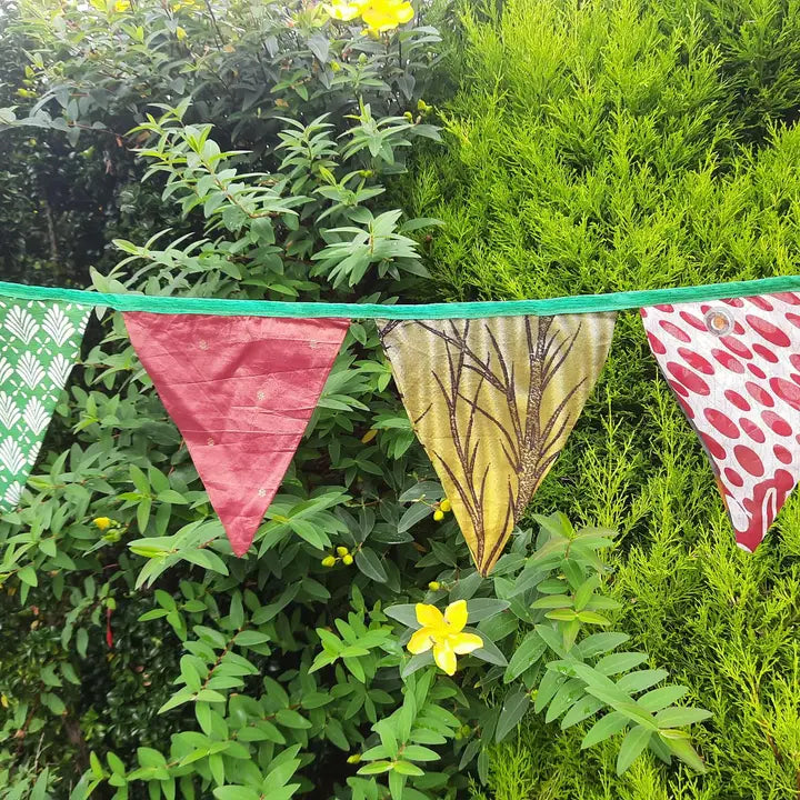 Upcycled Sari Bunting Garlands and Pennant Flags
