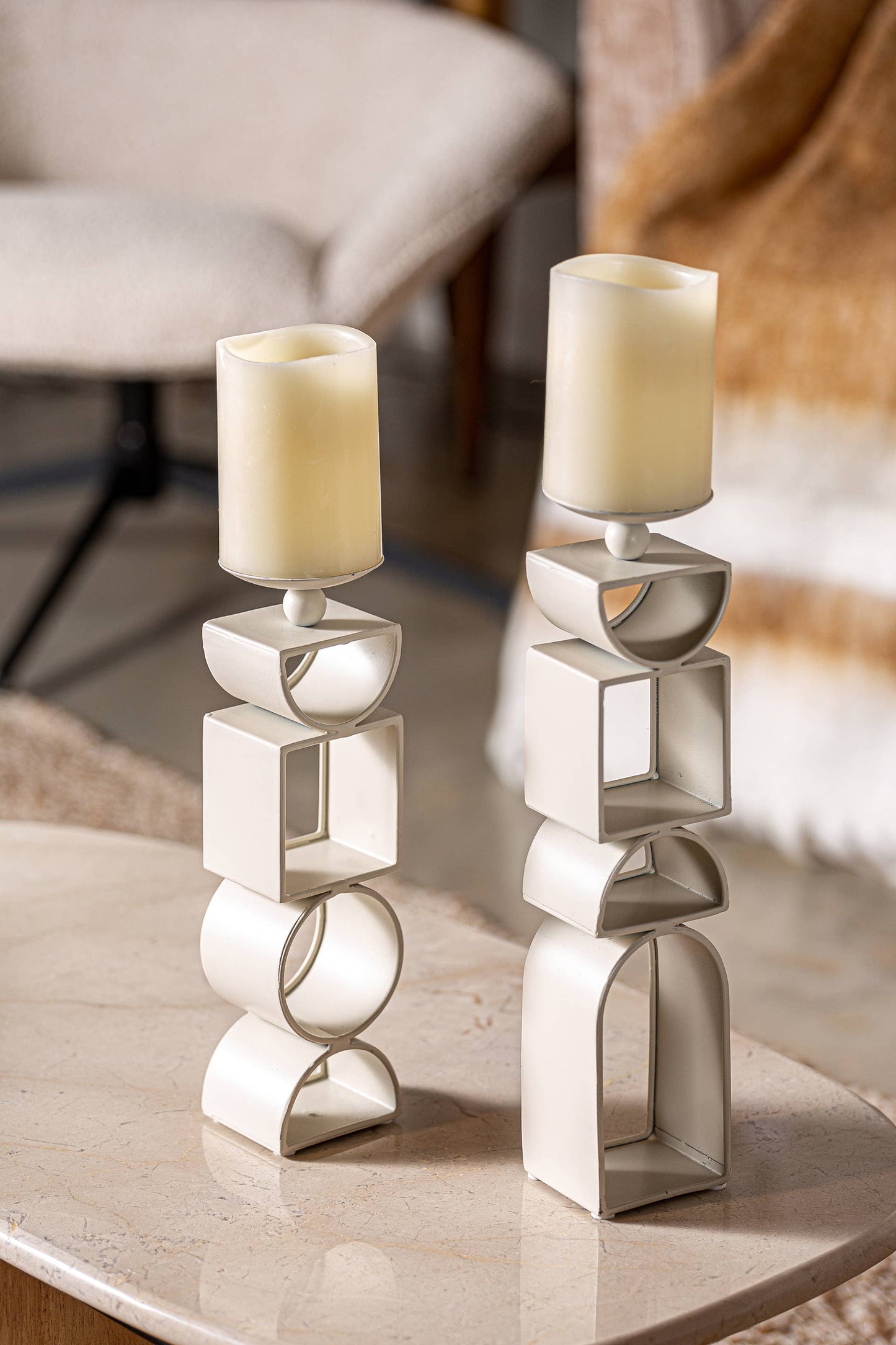 Iron candle holder off-white large - Greyle