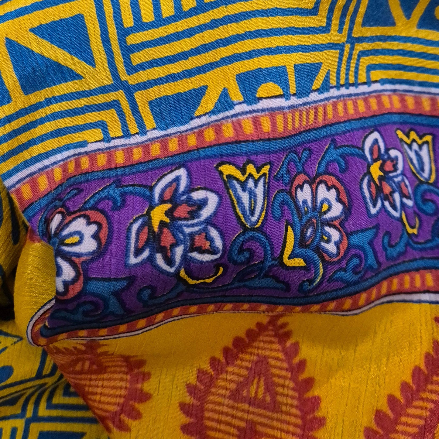 Reversible, long, silk kimono. Each one completely unique and made from sustainable vintage silk saris