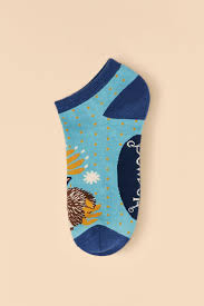 Trainer Socks Hedgehog Hunting in Leaves Trainer Socks - Ice