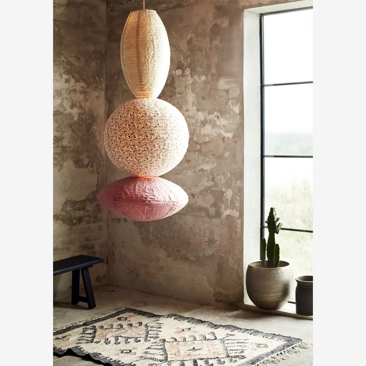 Handmade paper lamp shade D:60x27 cm Dusty lilac