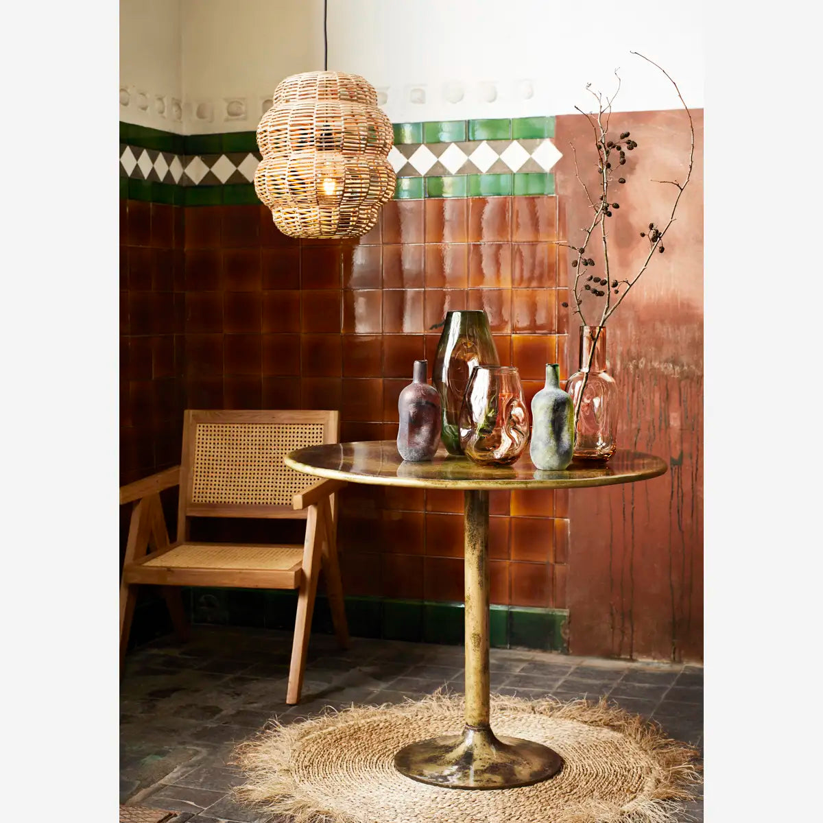 Bamboo ceiling lamp D:35x45 cm