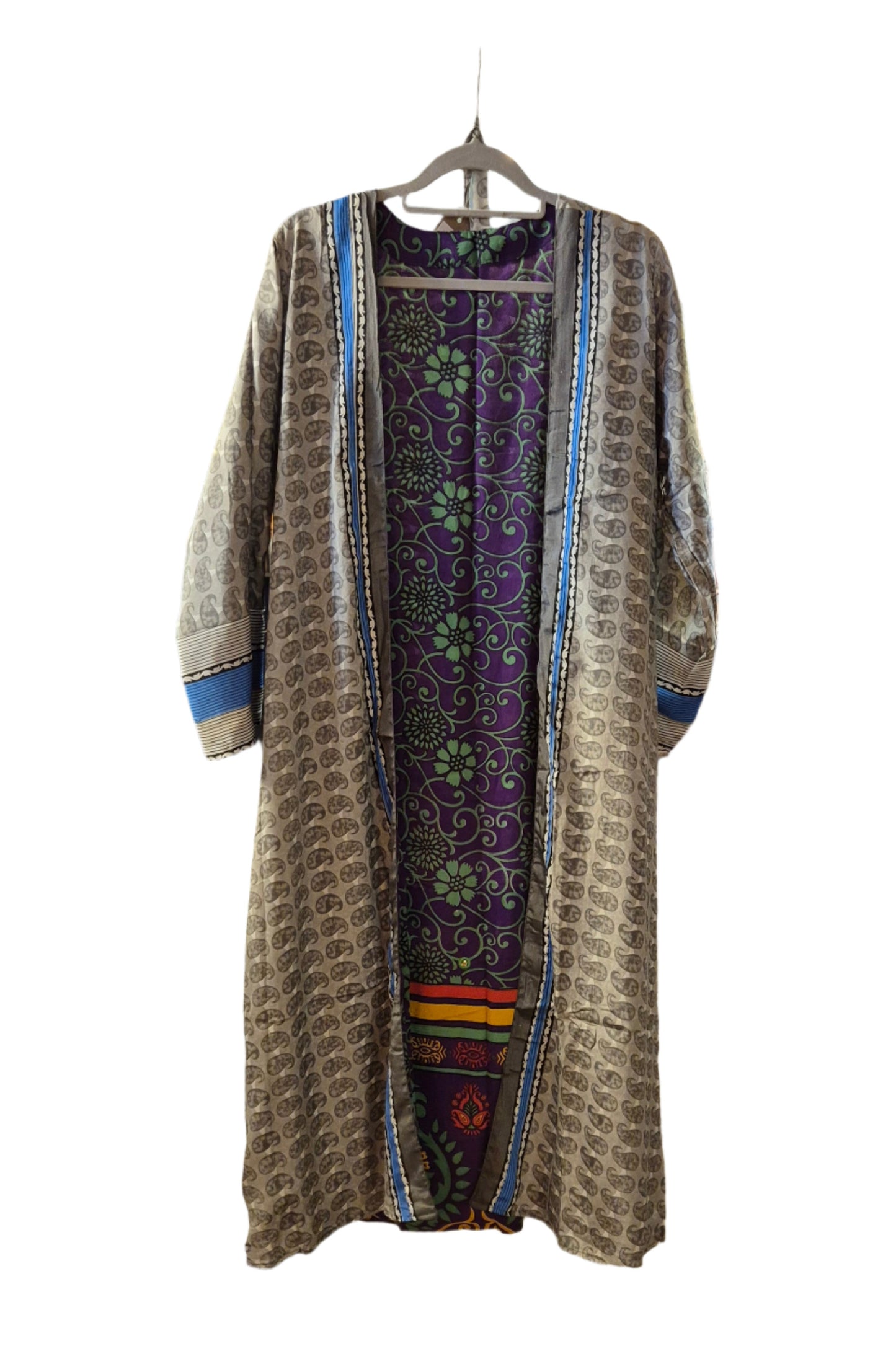 Reversible silk kimono. Each one is completely unique made from up-cycled silk saris