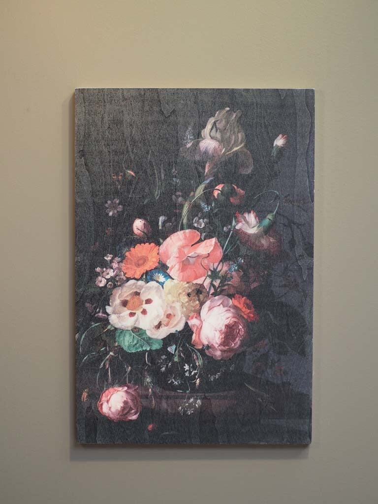Wall art in wood with flowers Iris