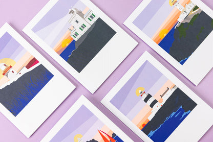 Illustrated Greeting Card Pack featuring five Irish lighthouses -Lighthouse - Pawpear