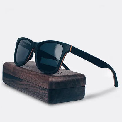 Men's Sunglasses - Walnut Wayfarer- Brisa Gaia