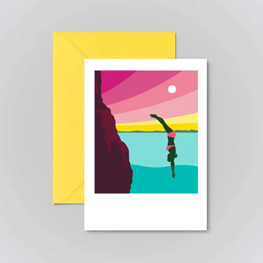 Diving. Illustrated greeting card from Pawpear