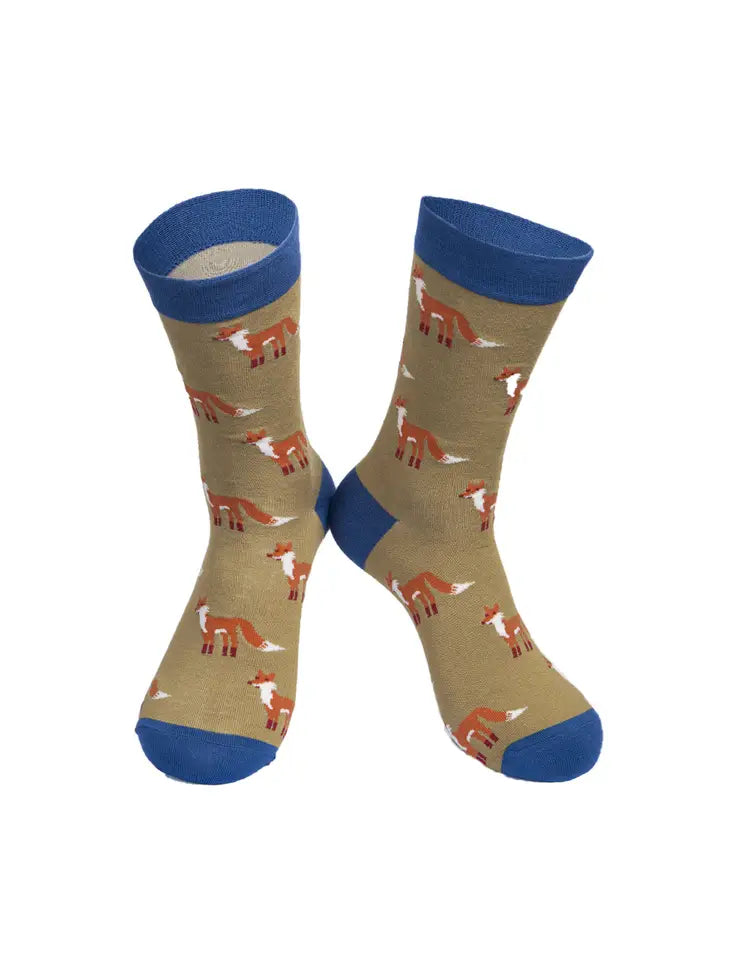 Bamboo Mens sock with fox motif