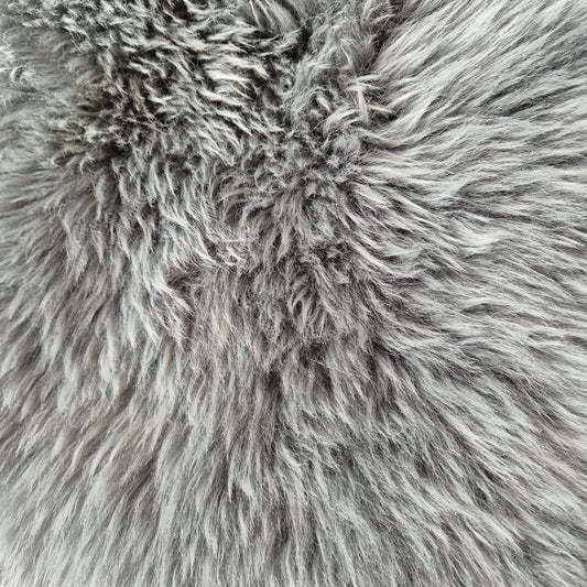grey sheepskin rug with a luxurious deep pile