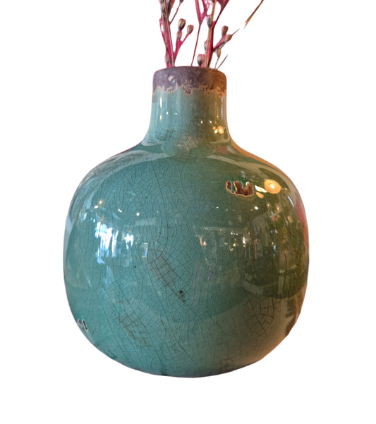 Ceramic vase aqua green 15.5cm