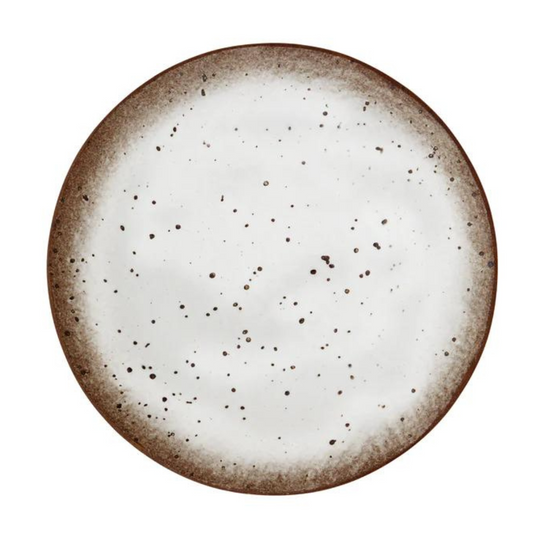 Stoneware Dinner Plate White Brown