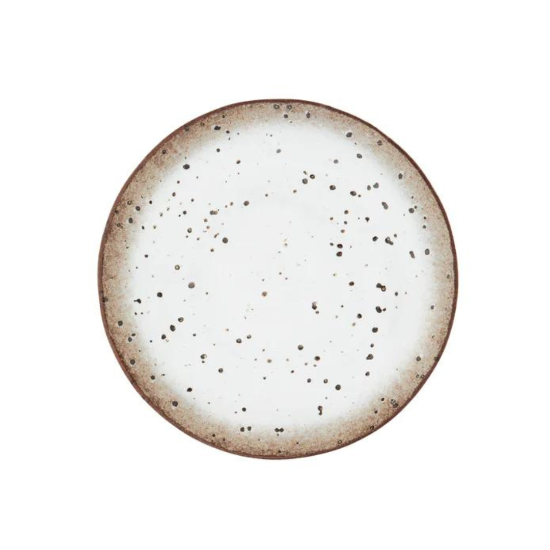 Stoneware Lunch Plate White Brown