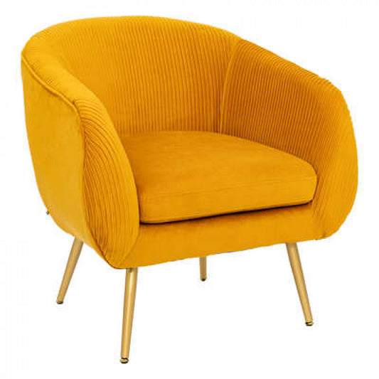 Armchair velvet in ochre