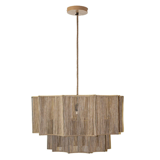 -Tiered Jute Woven Hanging Light