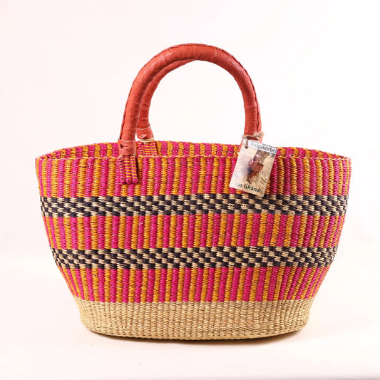 striped eyecatching handbasket that is made in ghana.