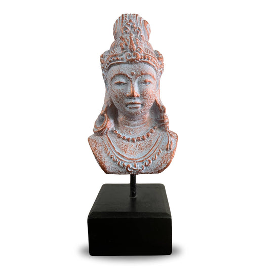 Decorative bust of a buddha princess on a black stand 
