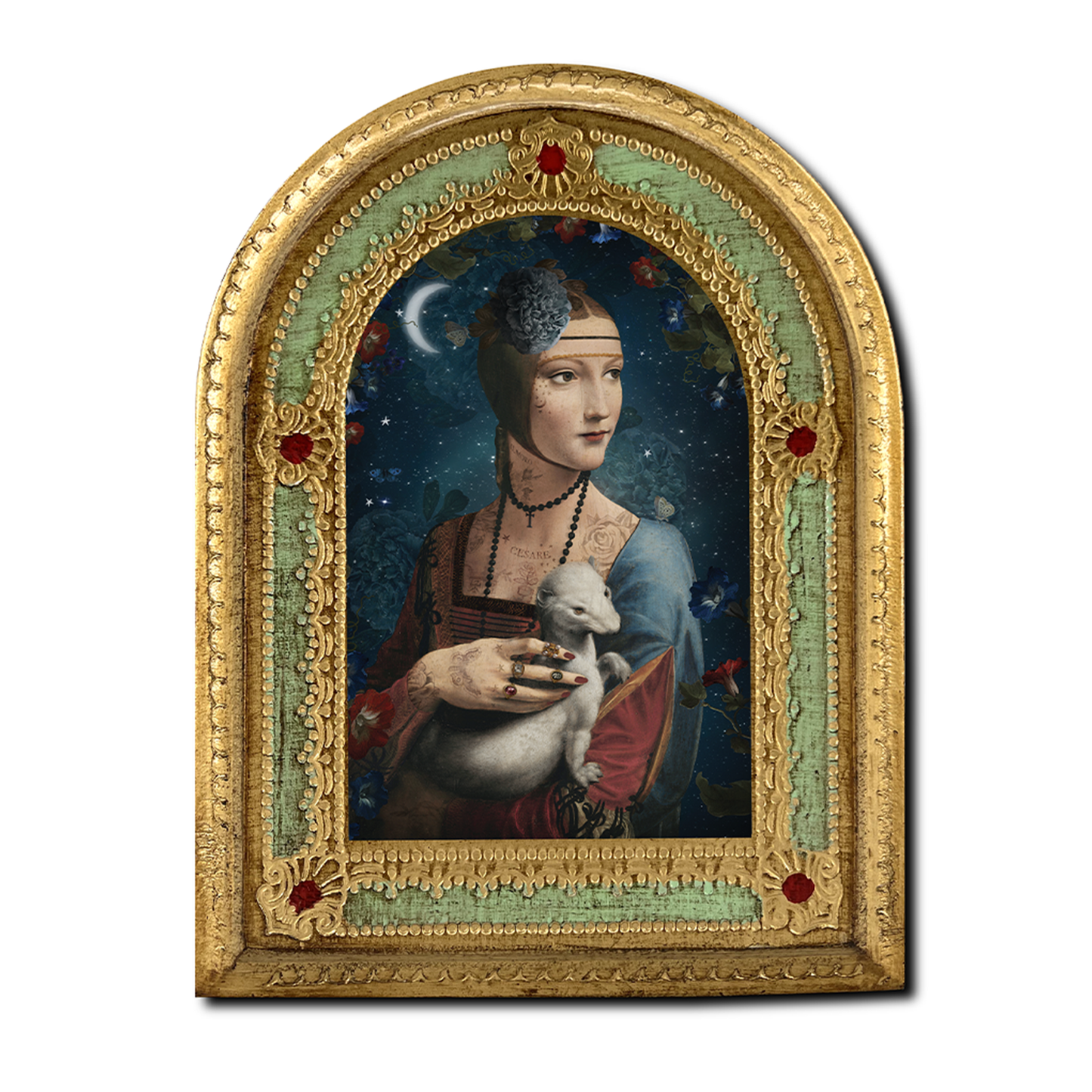 wooden tablet wall decor with illustration of cecilia 