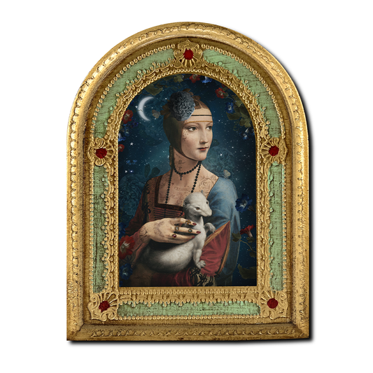 wooden tablet wall decor with illustration of cecilia 