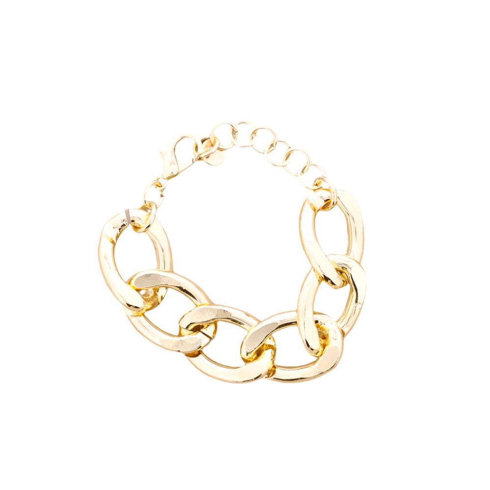 chunky gold link bracelet gold colour]
