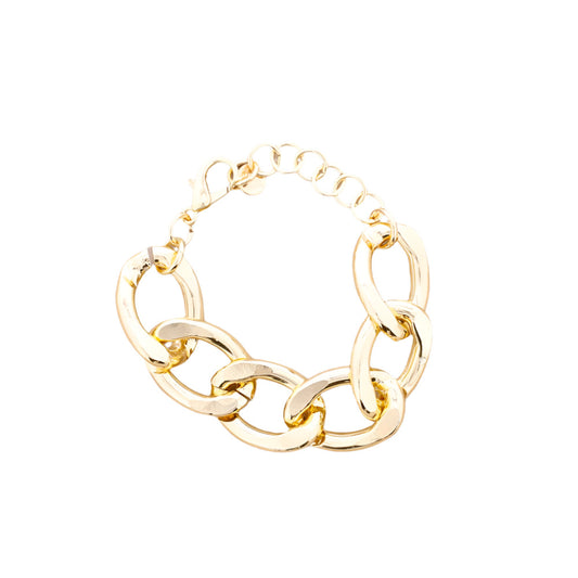 chunky gold link bracelet gold colour]
