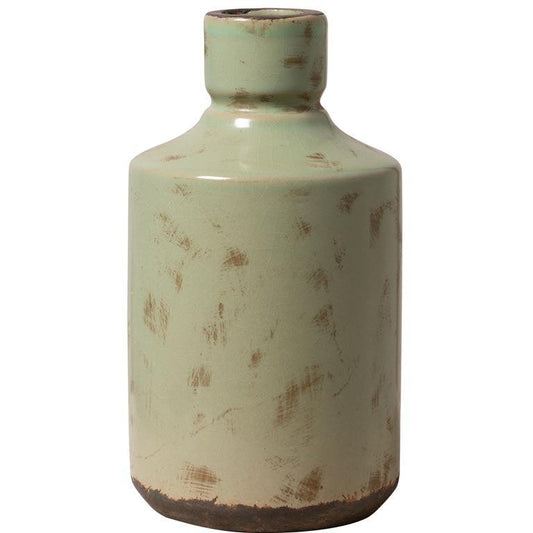 This high bottle vase verdigris is perfect for displaying dried flowers in an elegant manner. With its unique shape, it adds a touch of sophistication to any space.&nbsp;  21cm x 11cm