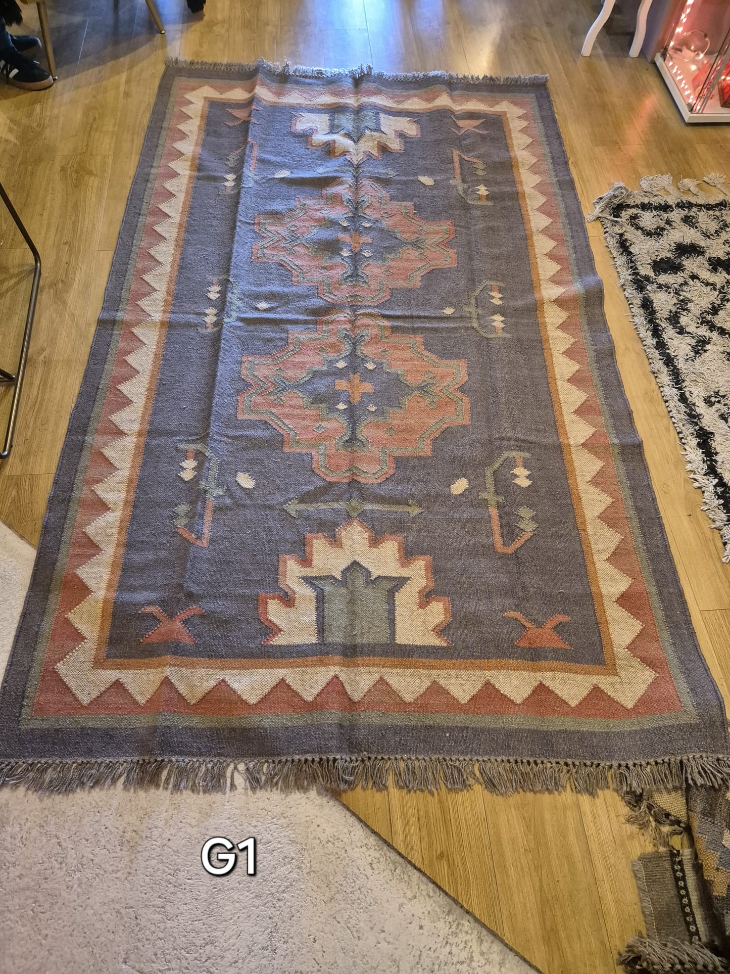 Kilim Rug  Jute/wool 5x8 G1