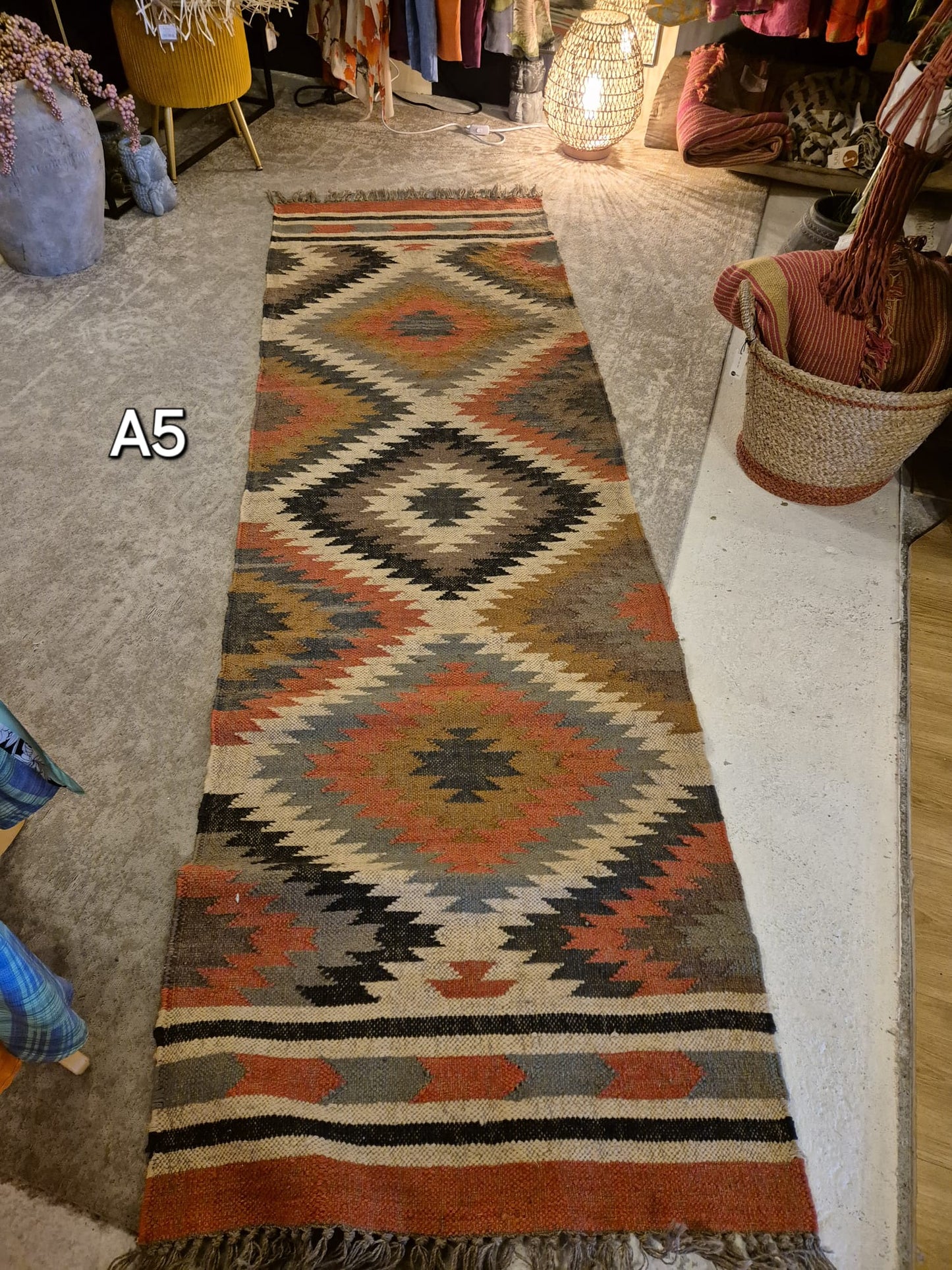 Kilim Runner Jute/wool a5 250x80