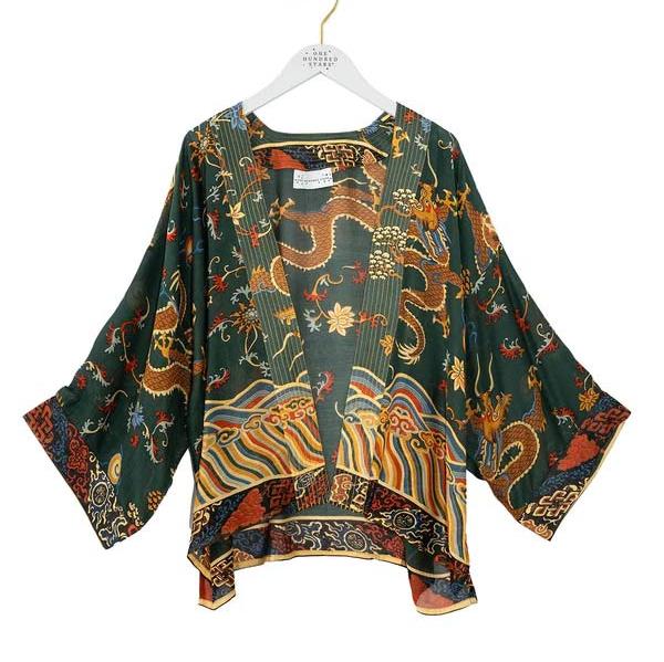 Kimono Jacket Dragon Green - One Hundred Stars