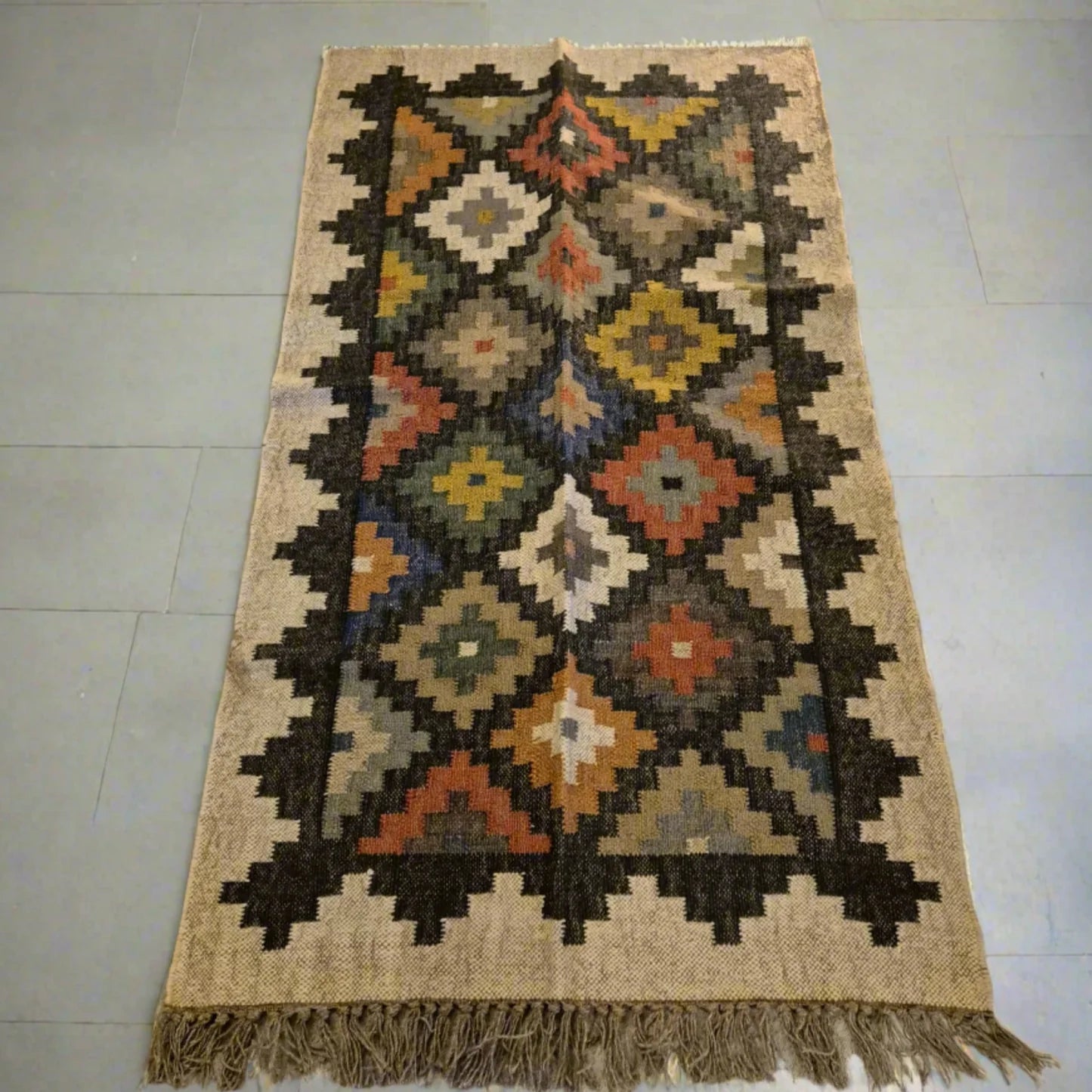 Kilim Runner  Jute/wool 5x3ft D2