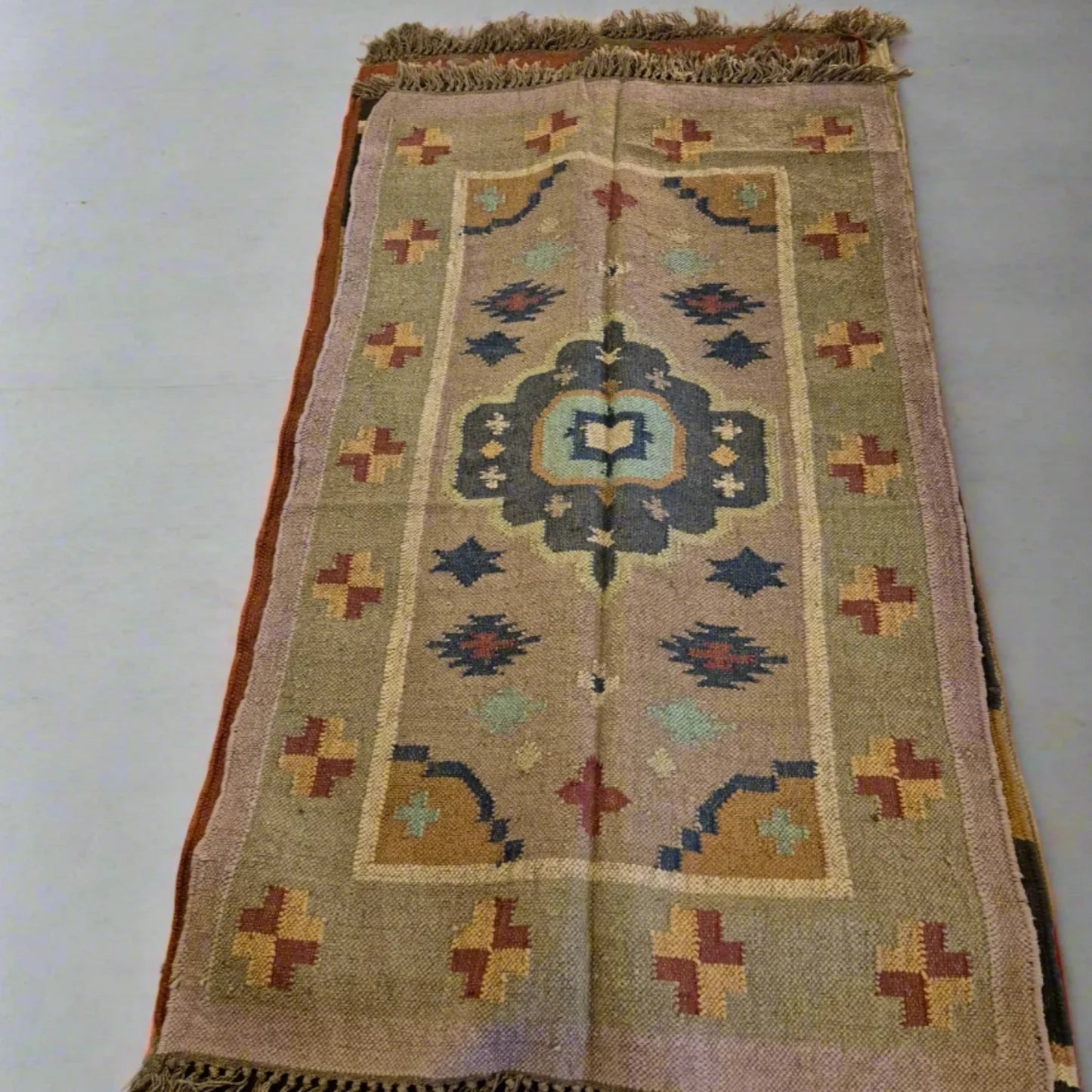 Kilim Runner  Jute/wool 5x3ft D5