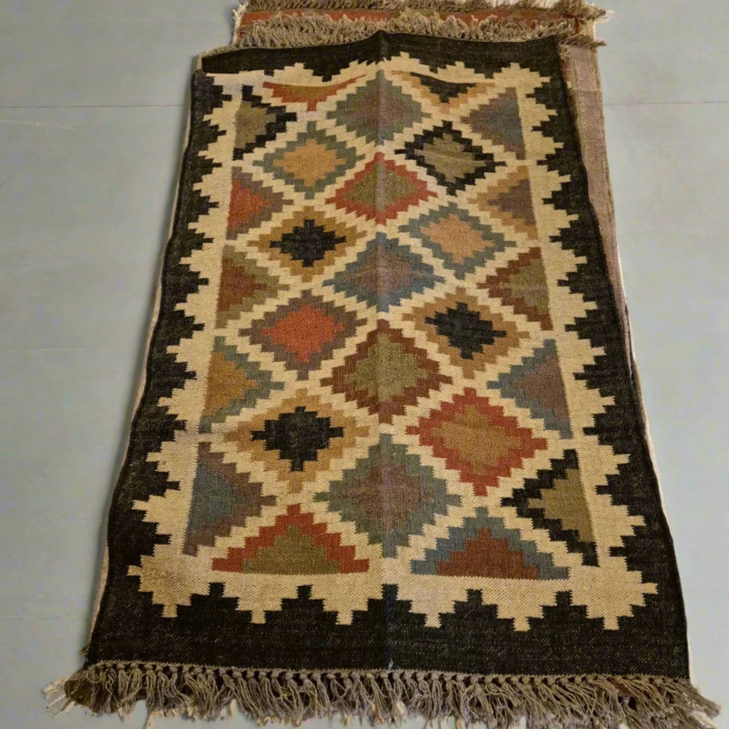 Kilim Runner  Jute/wool 5x3ft D7